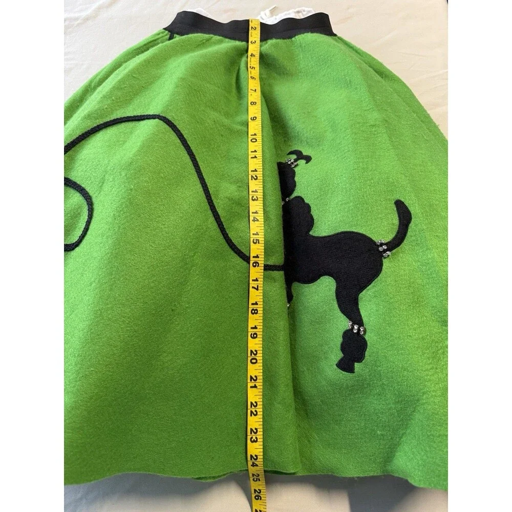 Vintage 1950s Style Green Felt Poodle Skirt  White Button Down Shirt Set XL Kids
